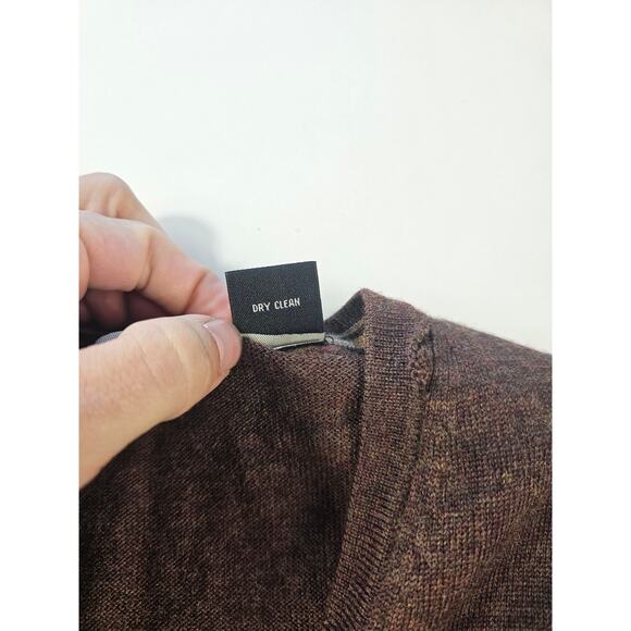 Jos A bank XL brown sleevless 100% merino wool vest Warm winter proffesional ^ - Picture 5 of 7